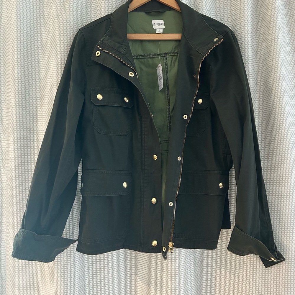 J. Crew Army Green Utility Jacket with Convertible Collar